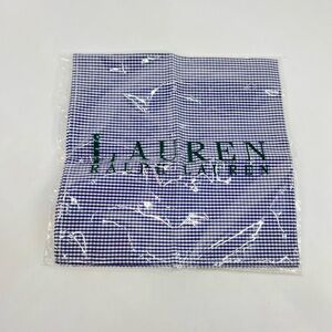 Lauren Ralph Lauren Blue and White Check Pocket Square NEW Vintage Old Money
